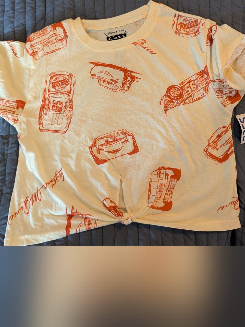 Disney Cars Allover Print Short Sleeve Tee - Cream & Orange